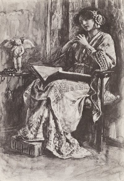 英格兰冠军赫沃德的故事》插图（石版画） 作者 格特鲁德·E·德曼（仿）哈蒙德