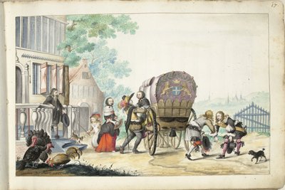 抵达乡间别墅 作者 Gesina ter Borch（艺术家签名）