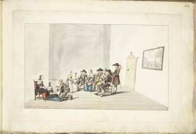 室内的十个年轻人 作者 Gesina ter Borch（艺术家签名）