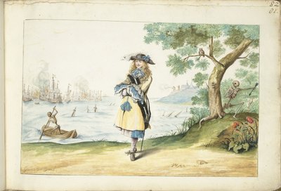 摩西-特尔博尔赫在英国海岸 作者 Gesina ter Borch（艺术家签名）