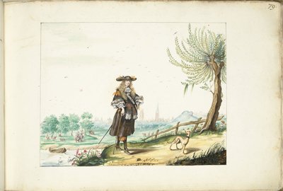 摩西-特尔博尔赫在兹沃勒郊外的乡村 作者 Gesina ter Borch（艺术家签名）