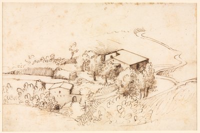 丘陵风景中的农场与树木（背面） 作者 赫拉尔多·西博