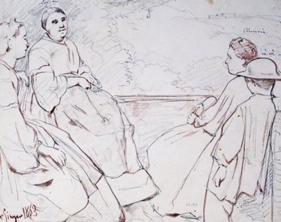 吉甘特的家人：他的妻子路易莎，女儿伊莉莎、伊伦纽西亚和妮妮 作者 贾辛托·吉甘特（Giacinto Gigante）
