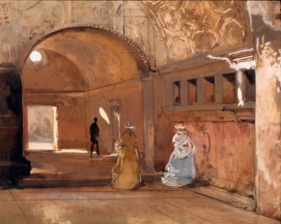 庞贝浴场 贾辛托-吉甘特（1806-1876）的水彩画 19世纪 罗马国家现代艺术馆 作者 贾辛托·吉甘特（Giacinto Gigante）