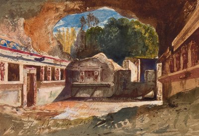 庞贝城，庞贝城，1857年玛丽亚·安农齐亚塔·迪博尔伯恩公主（1843-1871），（铅笔，纸和水粉） 作者 贾辛托·吉甘特（Giacinto Gigante）