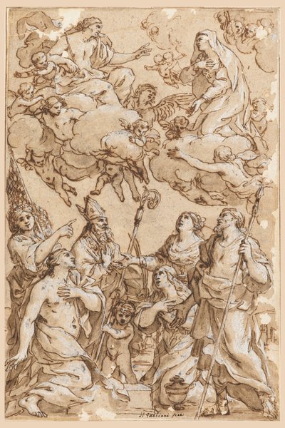 基督和圣母与皮斯托亚的守护神 作者 Giacinto Gimignani