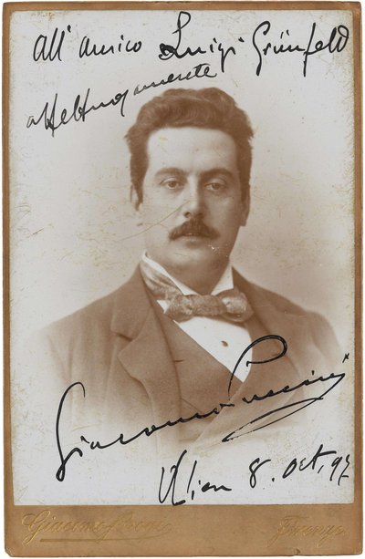 作曲家贾科莫-普契尼1858-1924年的画像，1897年。 作者 贾科莫·布罗吉（Giacomo Brogi）