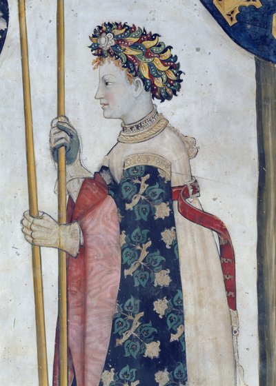 The Nine Worthies和Nine Worthy Women，Semiramis的细节，1418-30（壁画） 作者 Giacomo Jaquerio