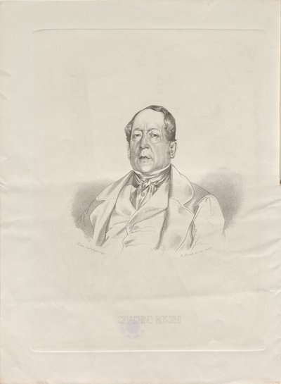 作曲家吉奥阿基诺-安东尼奥-罗西尼的肖像，1792-1868年，1852年。 作者 贾科莫·卢扎蒂