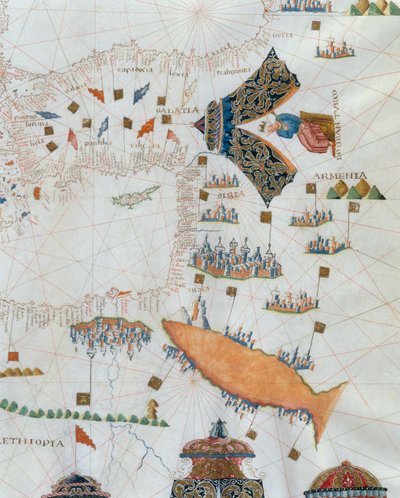 航海地图，Gran Turco的细节，1564 作者 贾科莫·马吉欧洛（Giacomo Maggiolo）