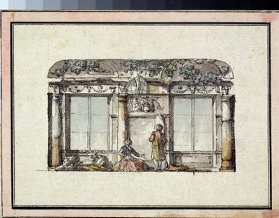 装饰有两扇窗户的房间的项目。Giacomo Antonio Domenico Quarenghi（1744-1817 年）的作品，纸面水墨画。意大利艺术，古典主义。国家 A 级普希金美术馆，莫斯科。 作者 贾科莫·夸伦吉