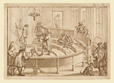 博洛尼亚 "克莱门蒂娜学院"，素描大师正在摆放裸体，"法尔内塞大力神 "在其外 作者 Giampietro Zanotti