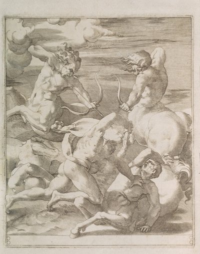大力神与半人马之战，1527年 作者 Gian Jacopo Caraglio