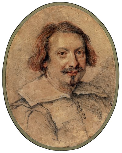 Ottaviano Castelli par Bernini, Gianlorenzo (1598-1680) 的肖像 - 纸上黑色粉笔和血红色，24,5x19 - 私人收藏 作者 吉安·洛伦佐·贝尼尼