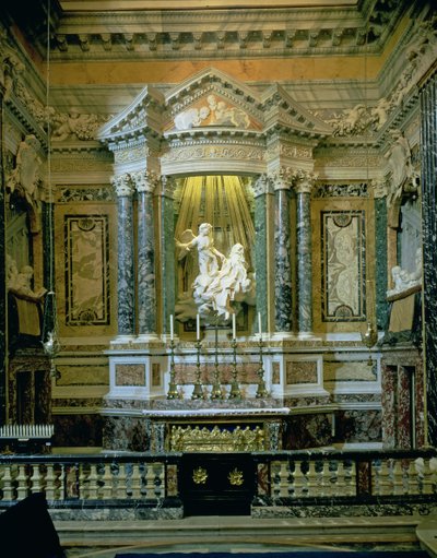 Cornaro教堂，法坛的细节有圣特里萨照片的销魂的 作者 Gian Lorenzo Bernini