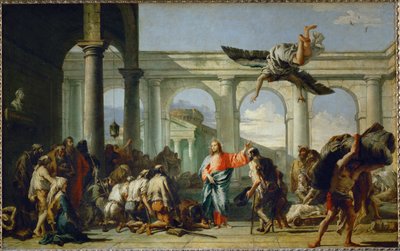 Jesus guerissant le paralytique de Bethesda - 耶稣医治贝塞斯达的瘫痪病人 ... 作者 Giandomenico (1727-1804) Tiepolo