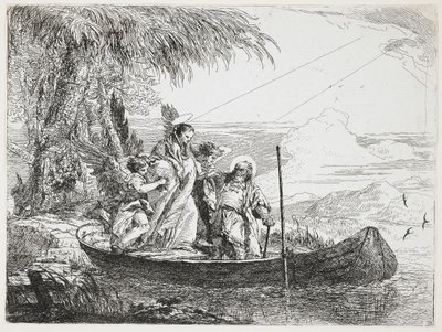 ：神圣家族从飞往埃及的航班进入船只，1750-1753 作者 乔瓦尼·多梅尼科·蒂埃波罗