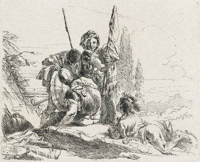 三个士兵和一个男孩，1749年 作者 乔瓦尼·多梅尼科·蒂埃波罗