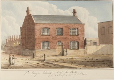 St Georges慈善学校的看法在King Street，Southwark的女孩。 King Street现在被称为Newcomen Street，1825年（纸上写着） 作者 基甸·叶茨