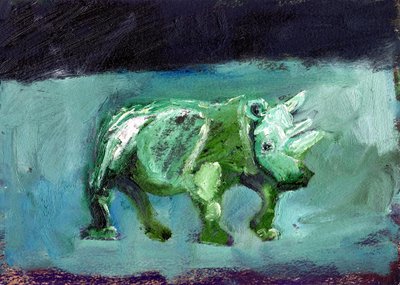 Rhinoceros，2002，（纸上油） 作者 吉吉·萨德伯里
