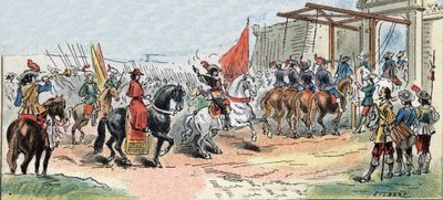 拉罗谢尔之围 - 法国历史。国王路易十三（1601-1643）和红衣主教黎塞留（Armand Jean du Plessis）的进入。 作者 吉尔伯特吉尔伯特