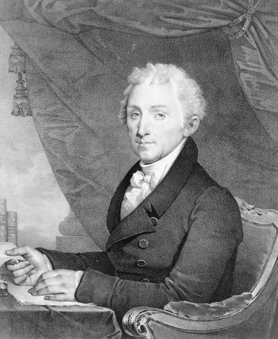 詹姆斯-门罗，美国第五任总统 作者 吉尔伯特·斯图尔特（Gilbert Stuart）