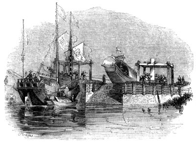 1847年，在水闸或运河上划过船 作者 吉尔斯