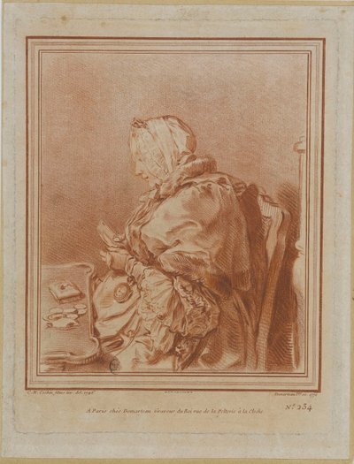 杰夫林夫人的肖像，1699-1777年，1770年。 作者 吉尔斯·德玛多（Gilles Demarteau）
