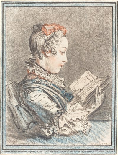 阅读《海洛伊斯和阿贝拉尔》的年轻女孩，1770年。 作者 吉尔斯·德玛多（Gilles Demarteau）