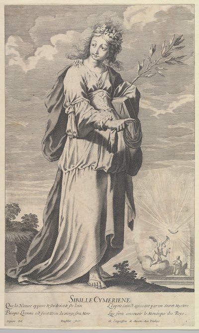 Cimmerian Sibyl, 约1635年。创作人：吉尔-卢塞勒，亚伯拉罕-博斯。 作者 Gilles Rousselet 和 Abraham Bosse