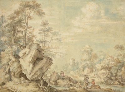 风景，1623年（笔和纸在纸上） 作者 Gillis Claesz d Hondecoeter
