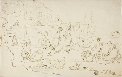 院子里的鸡和公鸡 作者 吉利斯·克莱斯。德·洪德科特