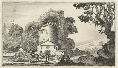 有塔的风景
十二幅人物风景画（系列名称） 作者 无名氏
