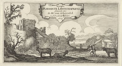 十二幅人物风景画的标题版画
Eenighe Playsante Lantschapkens（物上标题）
十二幅人物风景画（系列标题） 作者 无名氏