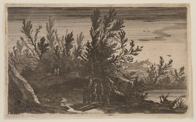 池塘左侧林间小道上的骑手，选自《六幅风景画 作者 吉利斯·范·舍恩德尔（Gillis van Scheyndel）