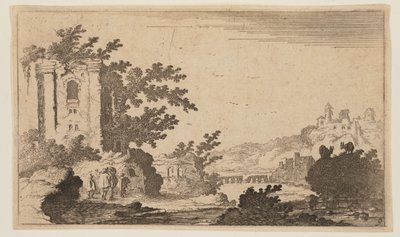 丘陵地带河流左侧的废墟，选自《十二幅风景画 作者 吉利斯·范·舍恩德尔（Gillis van Scheyndel）