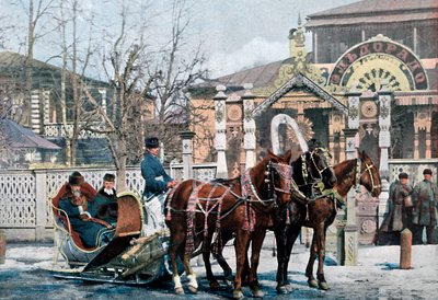 大约在1890年，俄罗斯莫斯科的三驾雪橇 作者 吉洛特