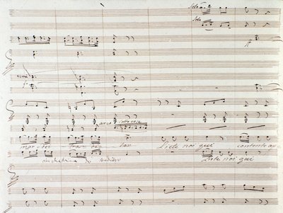 Le Comte Ory 的乐谱页面，由 Gioacchino Rossini 手写更正 作者 焦阿基诺·罗西尼
