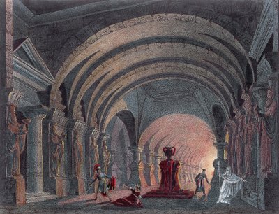 焦阿基诺·罗西尼（Gioacchino Rossini，1792-1868 年）《塞米拉米德》第四幕场景设计，版画 作者 Gioachino Rossini