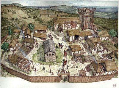 中世纪：10 世纪意大利村庄鸟瞰图 作者 乔治·阿尔贝蒂尼