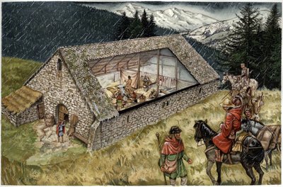 重建意大利阿尔卑斯山蒙塞尼西奥（Montcenisio）的佩莱林医院（安养院或避难所 作者 乔治·阿尔贝蒂尼