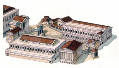 Roman antiquite：奥古斯都皇帝（凯厄斯-朱利叶斯-凯撒-屋大维-奥古斯都）时期（公元前 63 年至公元 14 年）罗马广场（foro romano）的重建 作者 乔治·阿尔贝蒂尼