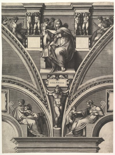 Delphic Sibyl，来自西斯廷教堂的先知和西比尔斯系列，1570-75年。 作者 乔治·吉西（Giorgio Ghisi）