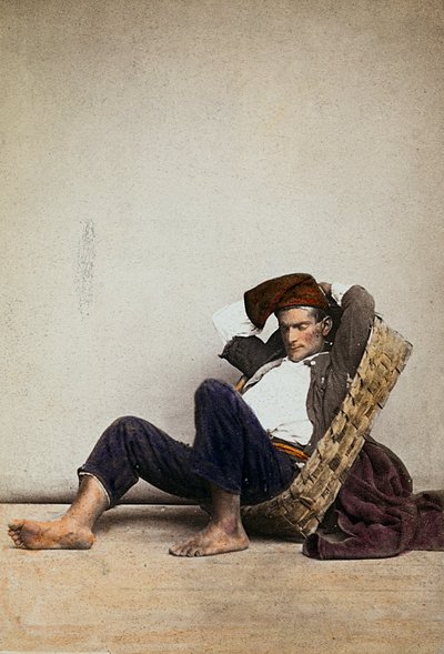 "Lazzarone"（那不勒斯的无家可归的乞丐）。那不勒斯 作者 乔治·夏
