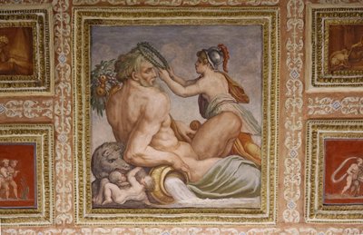 Ceres护理Triptolemus，Altoviti天花板的细节，1553壁画 作者 乔治·瓦萨里（Giorgio Vasari）