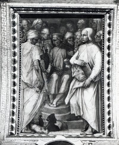 Cosimo de Medici坐在Sala di Cosimo il Vecchio的哲学家和艺术家中间 作者 乔治·瓦萨里（Giorgio Vasari）