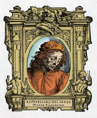 RAFFAELLINO DEL GARBO (Raffaellino de Carli)（1466-1525）意大利画家的肖像。乔治-瓦萨的《最优秀的画家、雕塑家和建筑师的生活》（Le Vite de