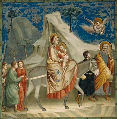 逃往埃及，《基督的生活与激情》中的细节 作者 Giotto (c.1266 1337)