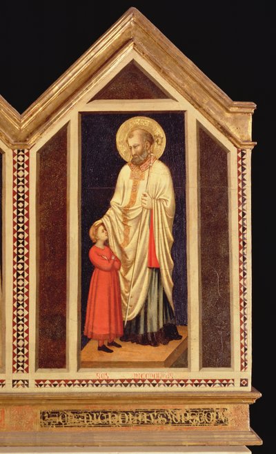 St. Nicholas，来自St. Reparata Polyptych最右边的面板反向细节66558，另见66564-66567 作者 乔托迪邦多内