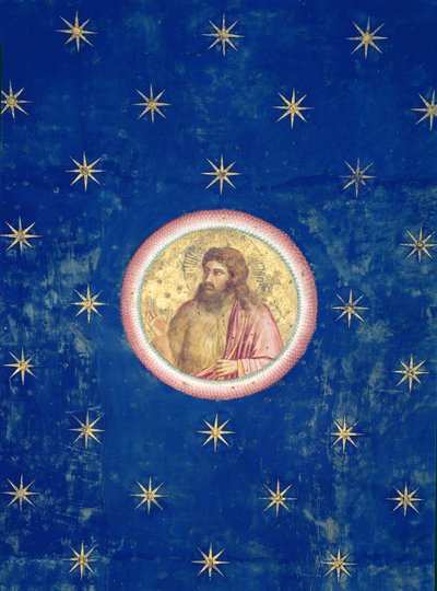 先知施洗约翰，来自天花板拱顶，c.1305 作者 乔托迪邦多内